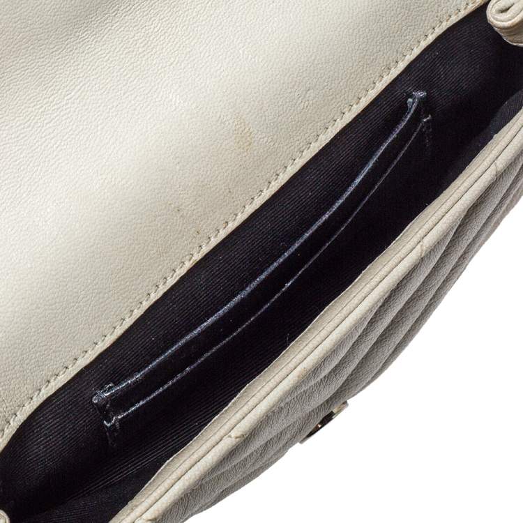 Pre Owned Saint Laurent Paris White Leather Monogram Baby Flap Bag