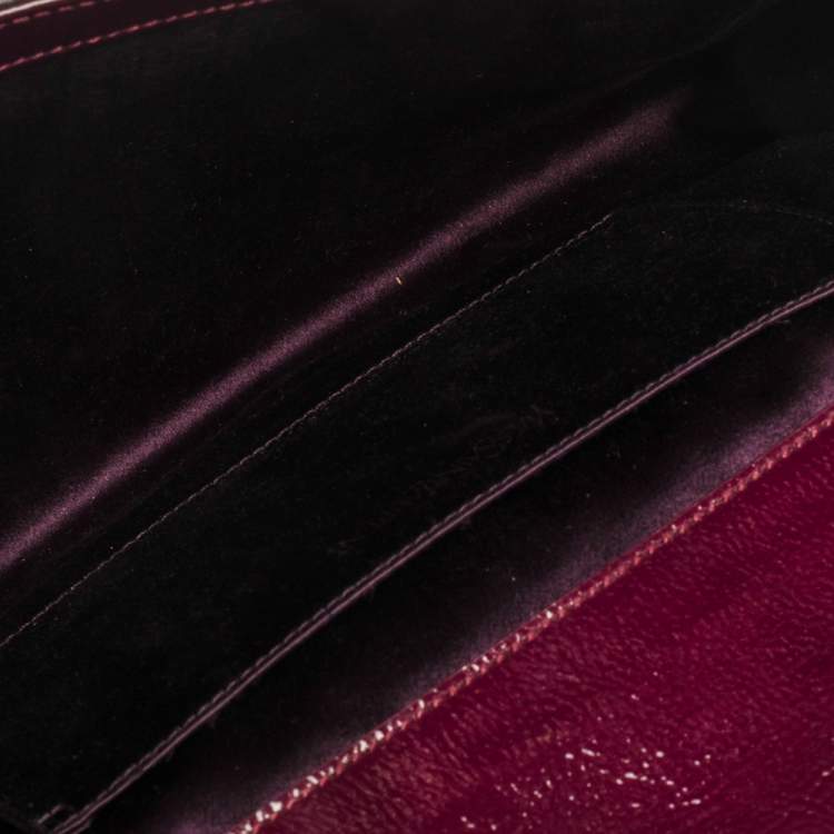 Pre Owned Yves Saint Laurent Burgundy Patent Leather Belle De Jour Clutch