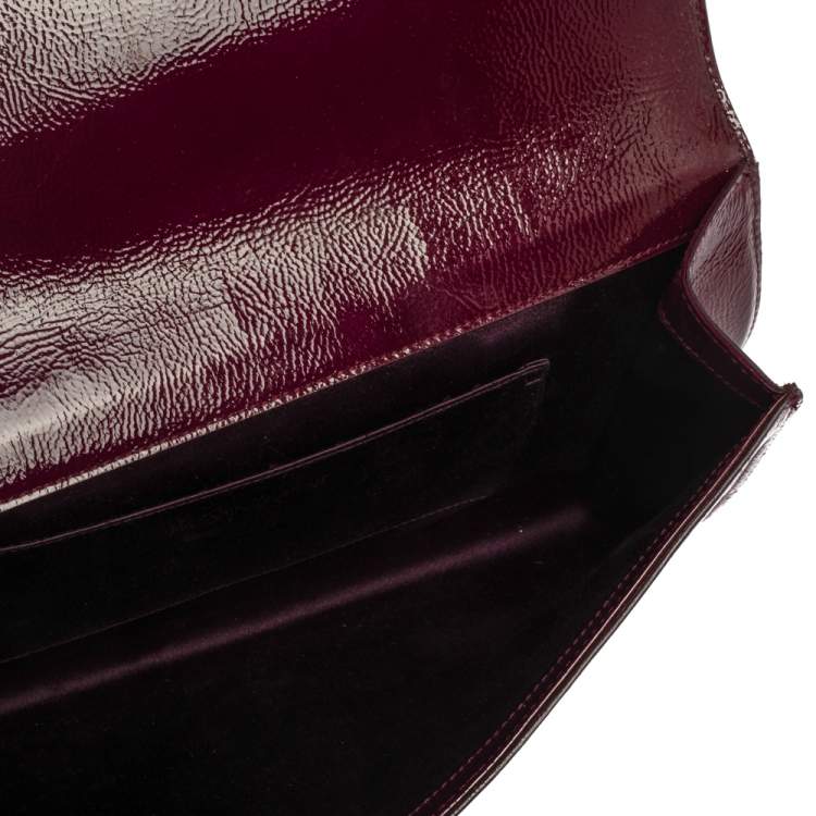 Pre Owned Yves Saint Laurent Burgundy Patent Leather Belle De Jour Clutch