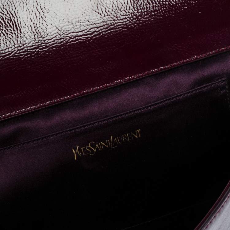 Pre Owned Yves Saint Laurent Burgundy Patent Leather Belle De Jour Clutch