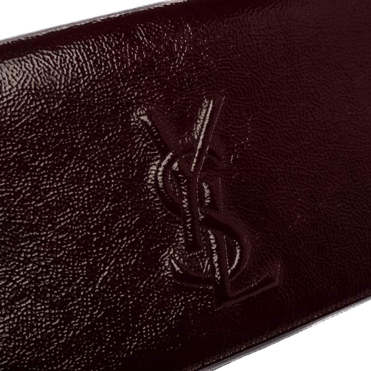 Pre Owned Yves Saint Laurent Burgundy Patent Leather Belle De Jour Clutch