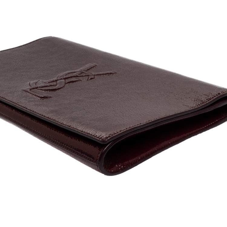 Pre Owned Yves Saint Laurent Burgundy Patent Leather Belle De Jour Clutch