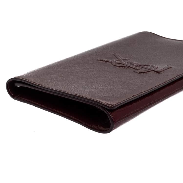 Pre Owned Yves Saint Laurent Burgundy Patent Leather Belle De Jour Clutch