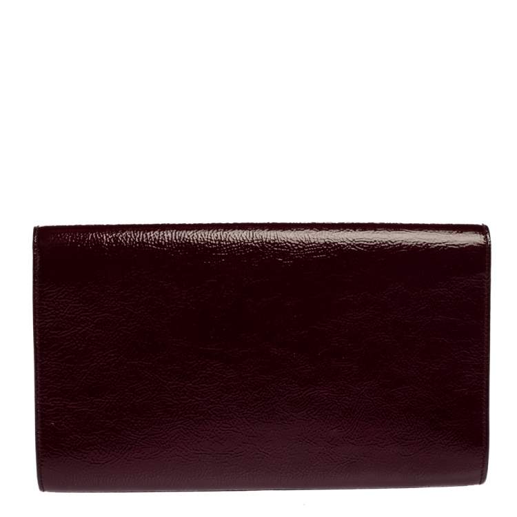 Pre Owned Yves Saint Laurent Burgundy Patent Leather Belle De Jour Clutch