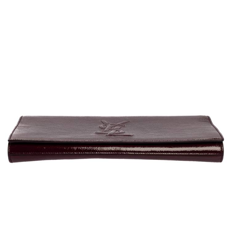 Pre Owned Yves Saint Laurent Burgundy Patent Leather Belle De Jour Clutch