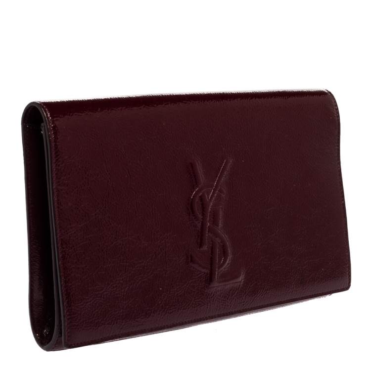 Pre Owned Yves Saint Laurent Burgundy Patent Leather Belle De Jour Clutch