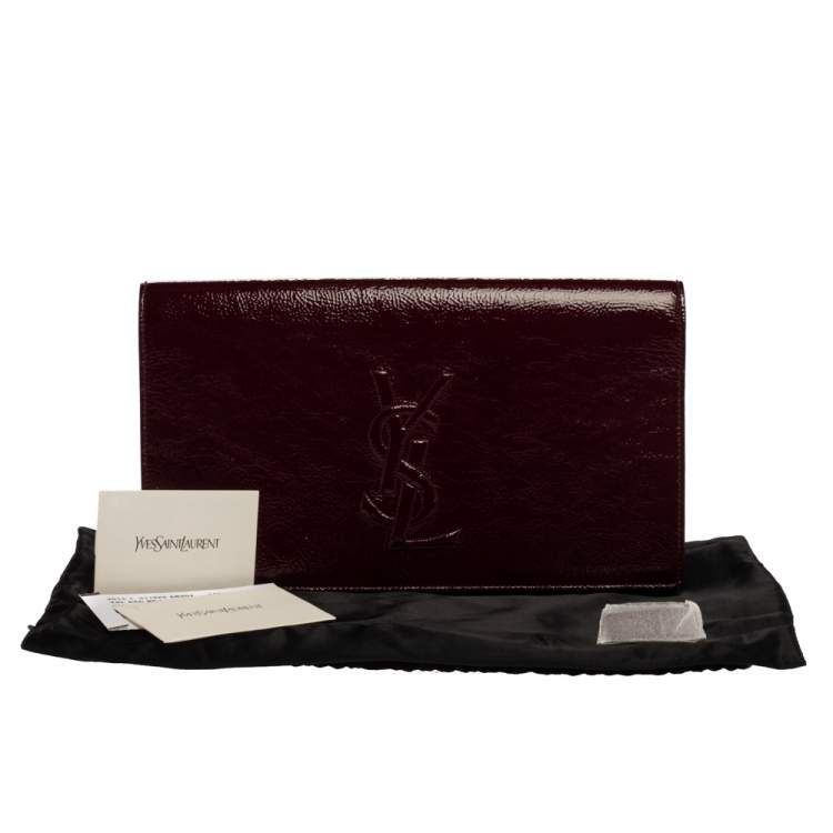 Pre Owned Yves Saint Laurent Burgundy Patent Leather Belle De Jour Clutch