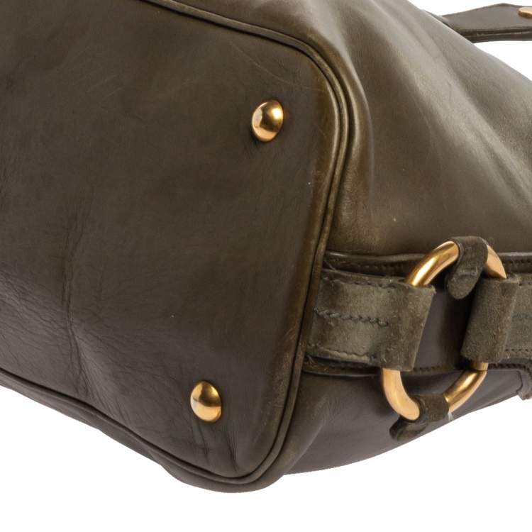 مملوكة مسبقًا Yves Saint Laurent Olive Green Leather Medium Satchel