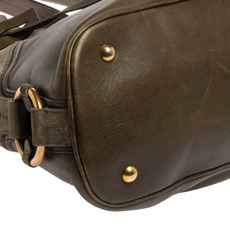 مملوكة مسبقًا Yves Saint Laurent Olive Green Leather Medium Satchel