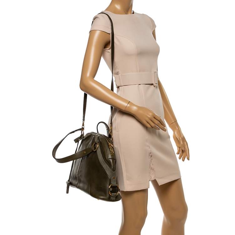 مملوكة مسبقًا Yves Saint Laurent Olive Green Leather Medium Satchel
