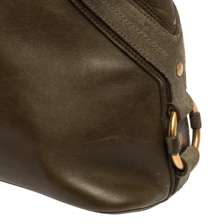 مملوكة مسبقًا Yves Saint Laurent Olive Green Leather Medium Satchel