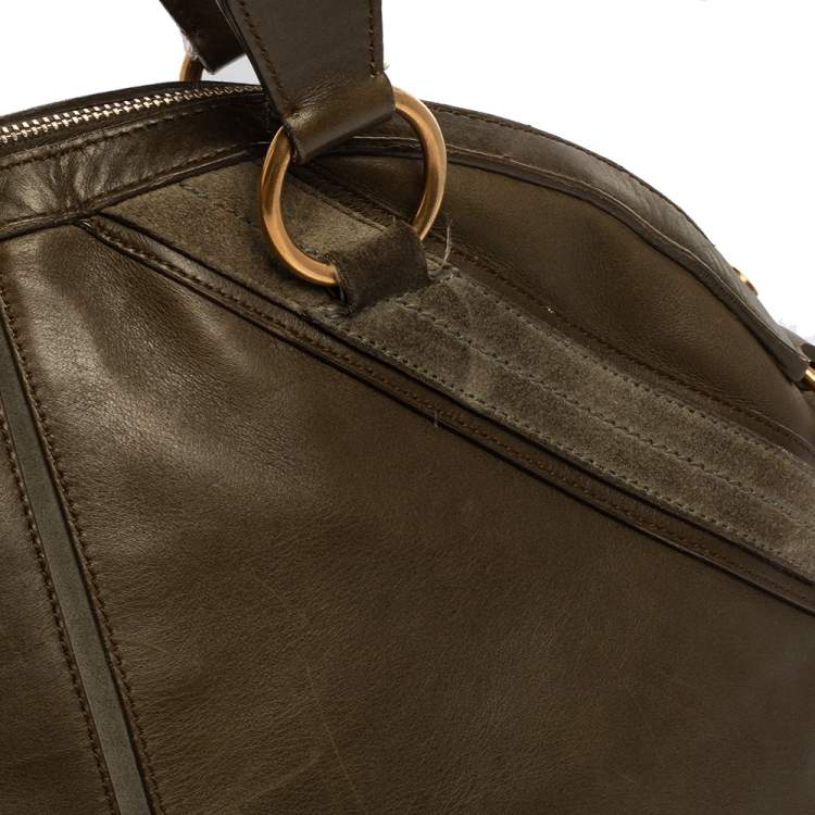 مملوكة مسبقًا Yves Saint Laurent Olive Green Leather Medium Satchel