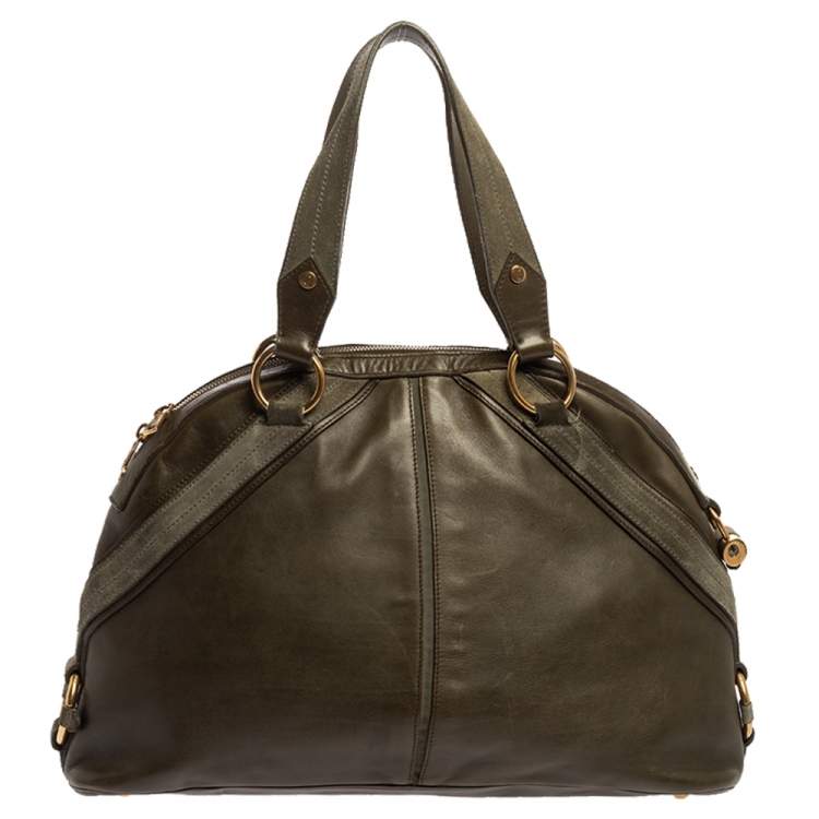 مملوكة مسبقًا Yves Saint Laurent Olive Green Leather Medium Satchel