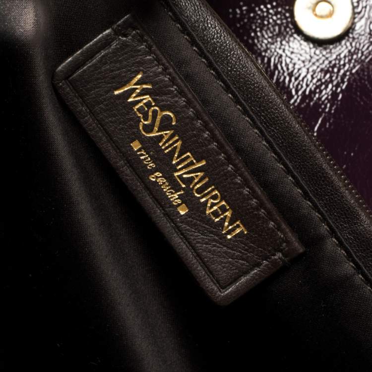 Pre Owned Yves Saint Laurent Burgundy Glazed Leather Small Tribute Tote