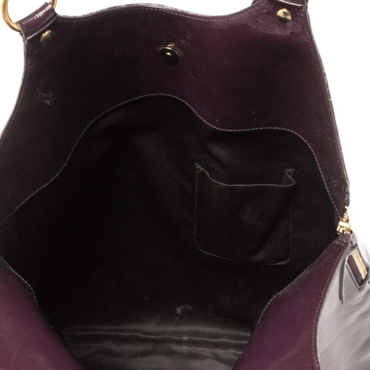Pre Owned Yves Saint Laurent Burgundy Glazed Leather Small Tribute Tote