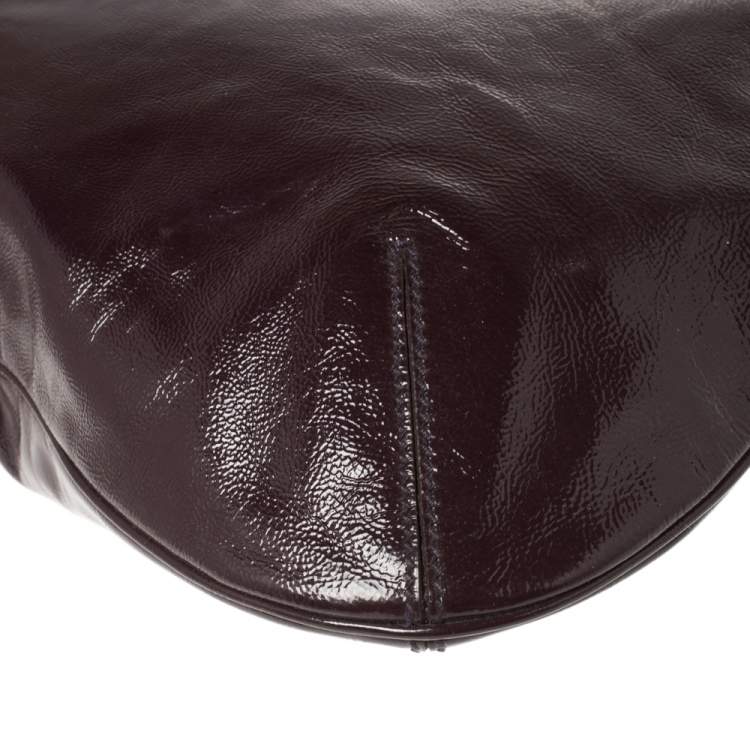 Pre Owned Yves Saint Laurent Burgundy Glazed Leather Small Tribute Tote