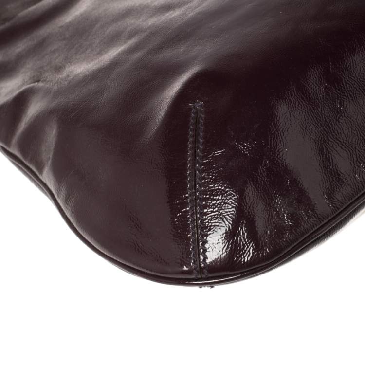 Pre Owned Yves Saint Laurent Burgundy Glazed Leather Small Tribute Tote