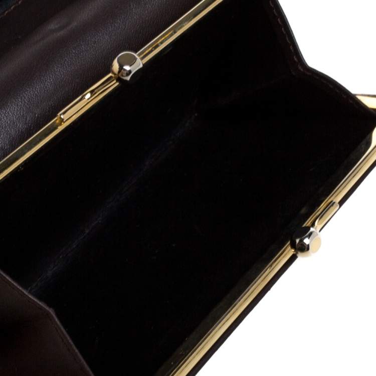 Pre Owned Yves Saint Laurent Brown Leather Trifold Wallet
