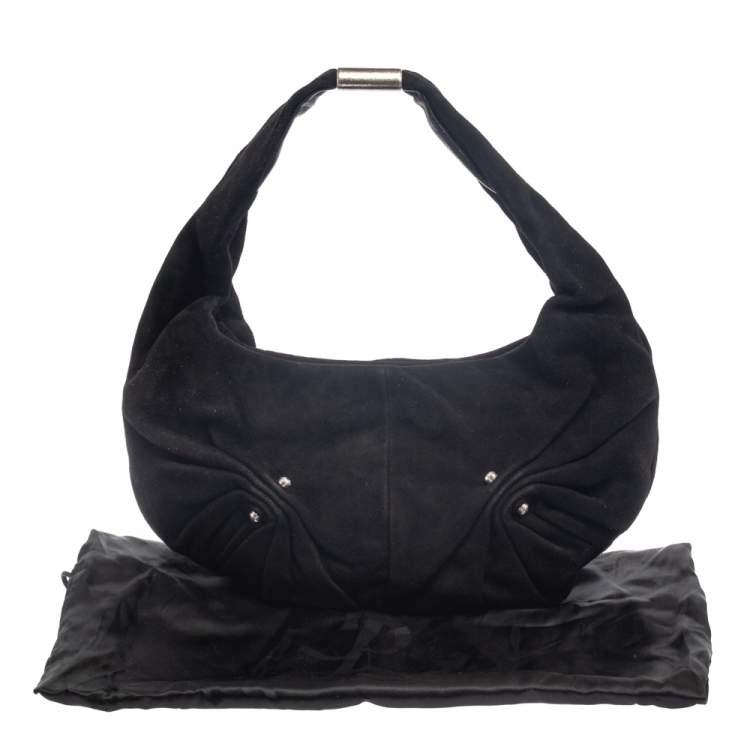 Pre Owned Yves Saint Laurent Black Suede Small Hobo