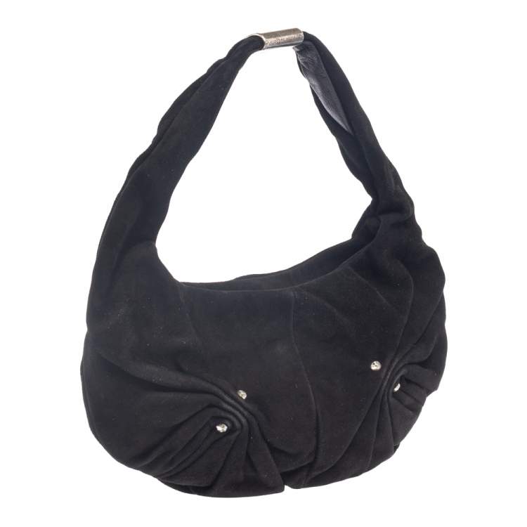 Pre Owned Yves Saint Laurent Black Suede Small Hobo