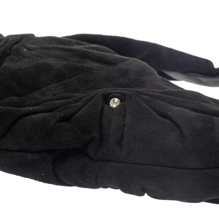 Pre Owned Yves Saint Laurent Black Suede Small Hobo