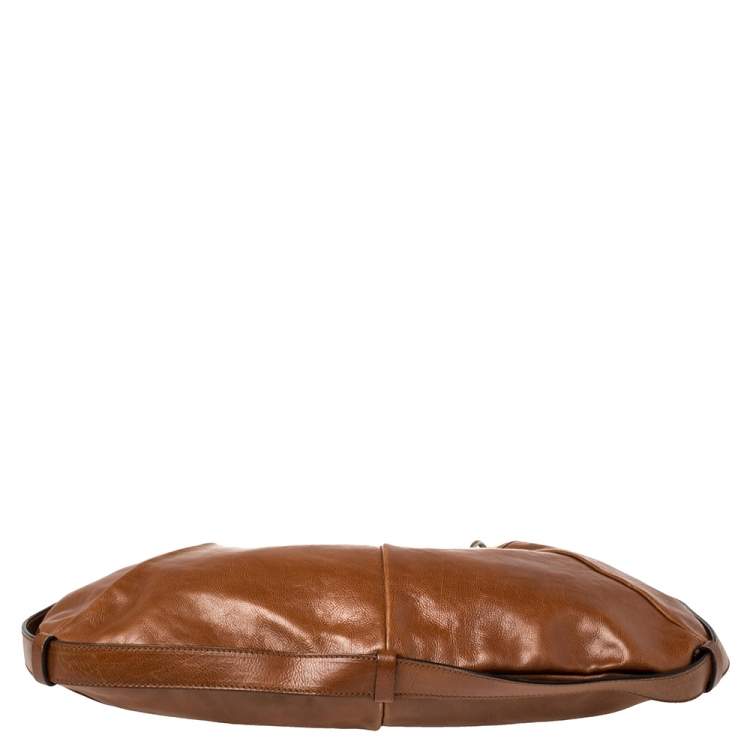 Pre Owned Yves Saint Laurent Brown Leather Mombasa Hobo 