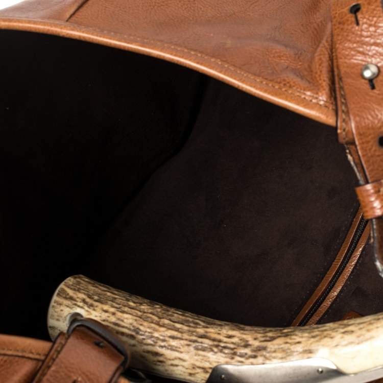 Pre Owned Yves Saint Laurent Brown Leather Mombasa Hobo 