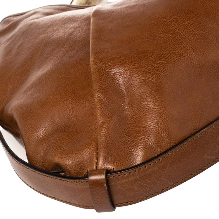 Pre Owned Yves Saint Laurent Brown Leather Mombasa Hobo 