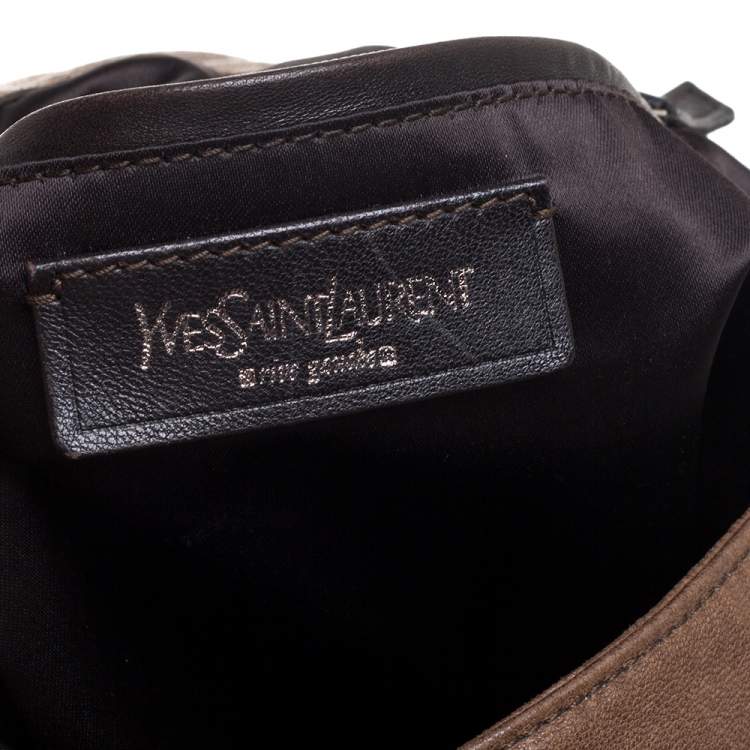 Pre Owned Yves Saint Laurent Brown Leather Large Roady Hobo
