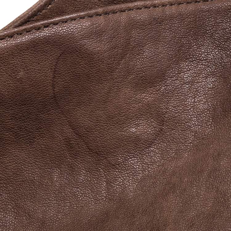 Pre Owned Yves Saint Laurent Brown Leather Large Roady Hobo