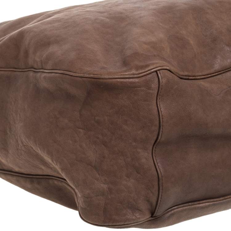Pre Owned Yves Saint Laurent Brown Leather Large Roady Hobo