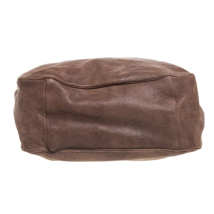 Pre Owned Yves Saint Laurent Brown Leather Large Roady Hobo