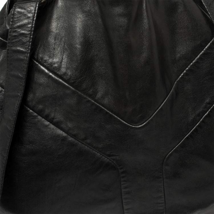 Pre Owned Yves Saint Laurent Black Leather Double Sac Y Tote