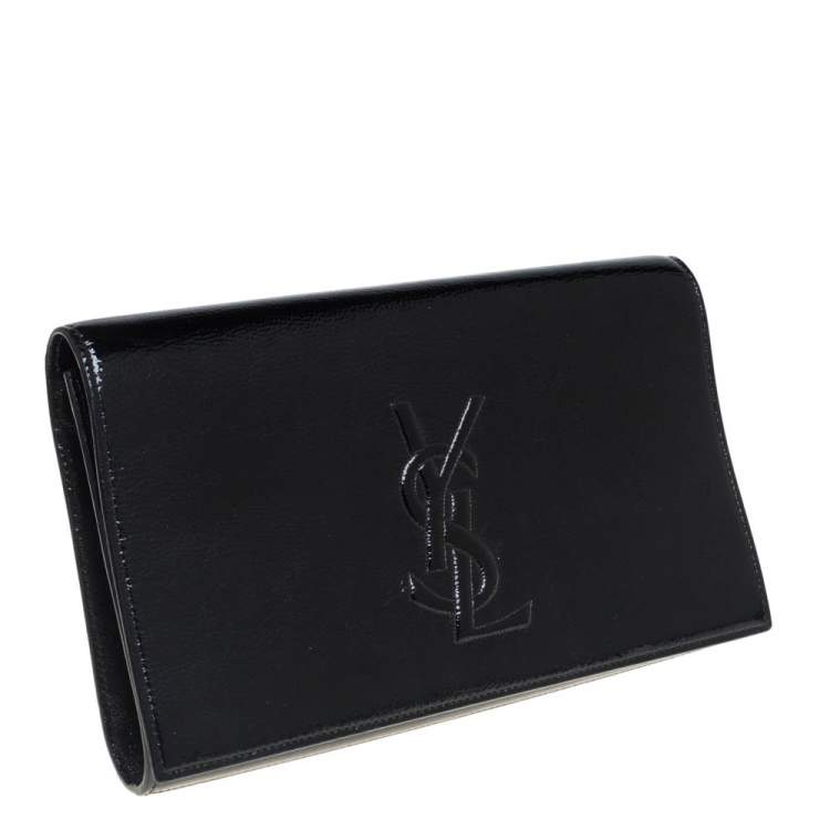 Pre Owned Yves Saint Laurent Black Patent Leather Belle De Jour Flap Clutch