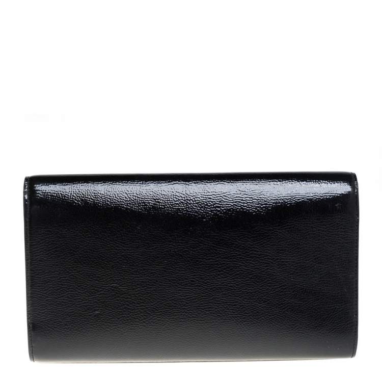 Pre Owned Yves Saint Laurent Black Patent Leather Belle De Jour Flap Clutch