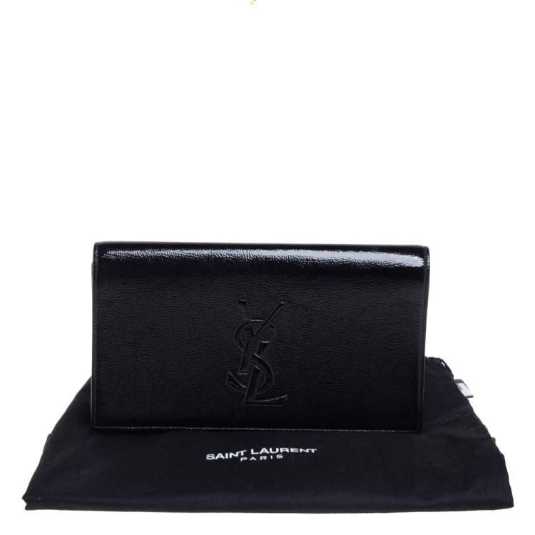 Pre Owned Yves Saint Laurent Black Patent Leather Belle De Jour Flap Clutch