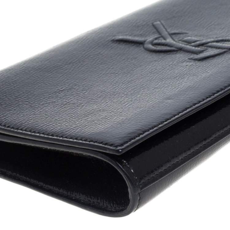 Pre Owned Yves Saint Laurent Black Patent Leather Belle De Jour Flap Clutch