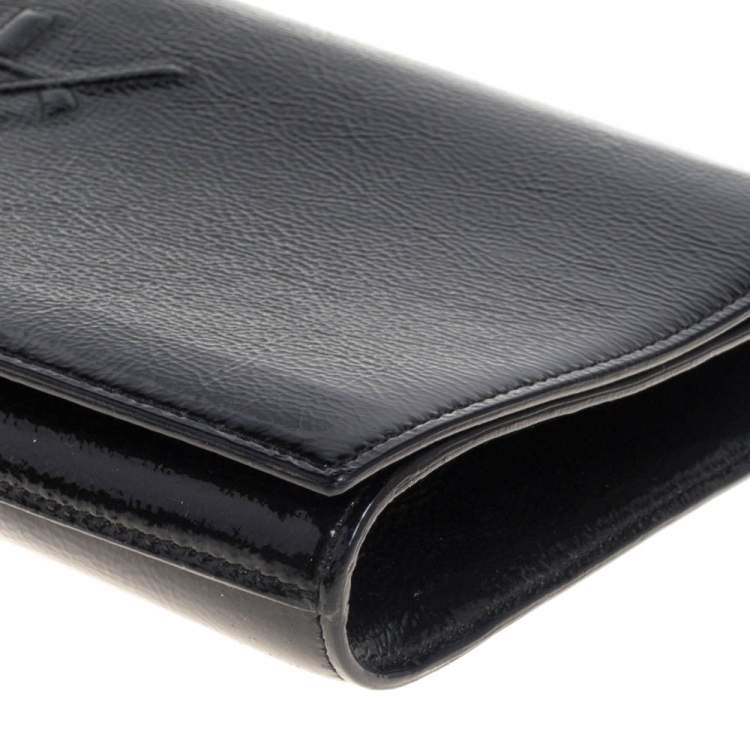 Pre Owned Yves Saint Laurent Black Patent Leather Belle De Jour Flap Clutch