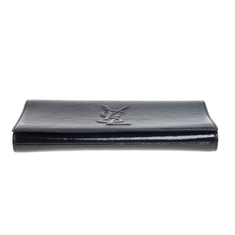 Pre Owned Yves Saint Laurent Black Patent Leather Belle De Jour Flap Clutch