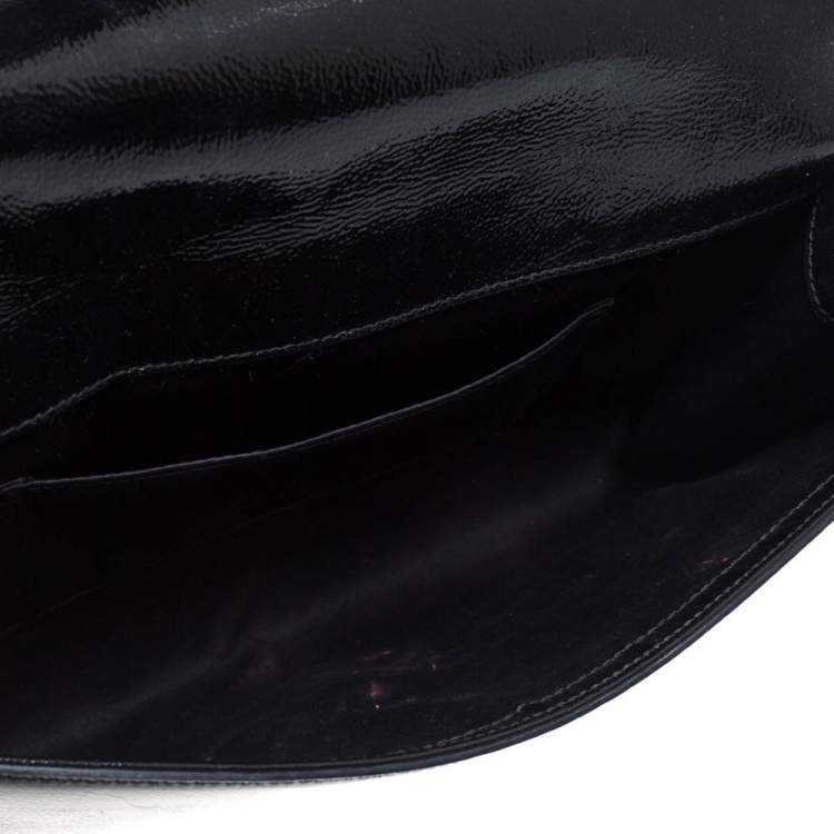 Pre Owned Yves Saint Laurent Black Patent Leather Belle De Jour Flap Clutch
