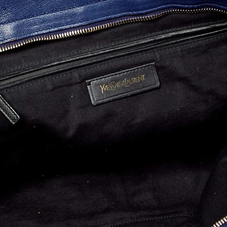 Pre Owned Yves Saint Laurent Navy Blue Leather Large Cabas Cabas Y-Ligne Tote