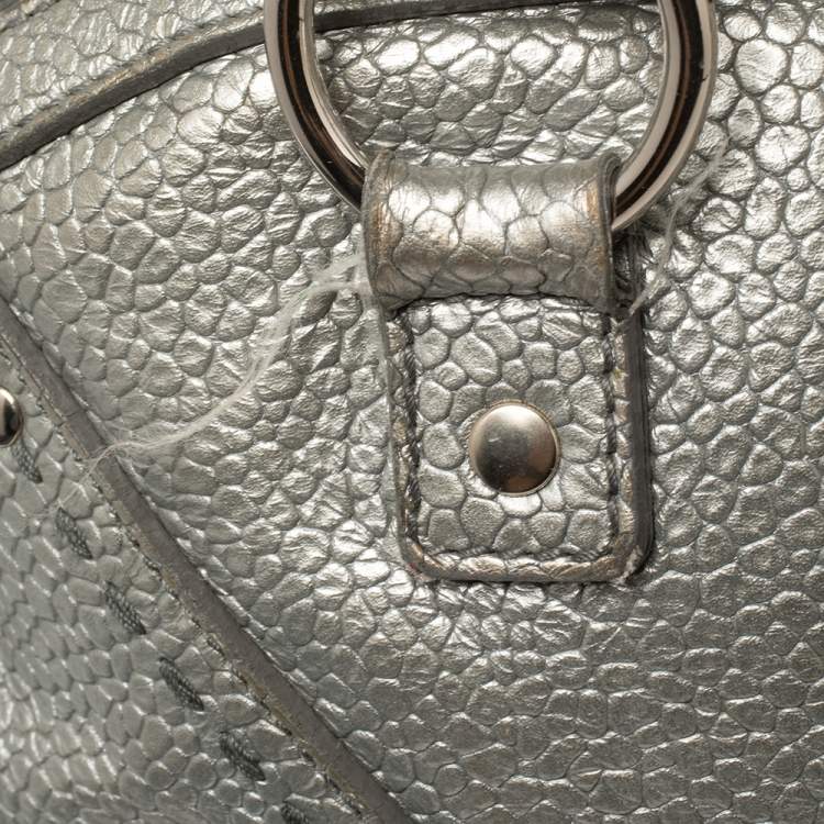 Pre Owned Yves Saint Laurent Metallic Silver Textured Leather Muse Bag