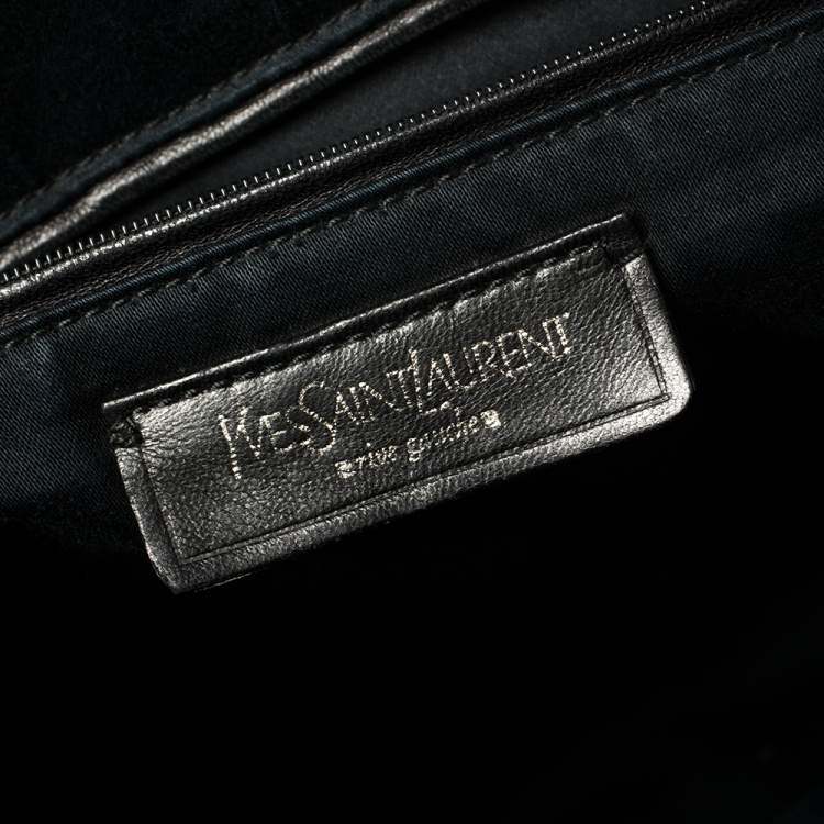 Pre Owned Yves Saint Laurent Metallic Silver Textured Leather Muse Bag