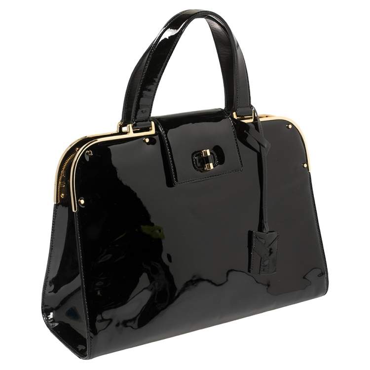 مملوكة مسبقًا Yves Saint Laurent Black Patent Leather Large Uptown Satchel