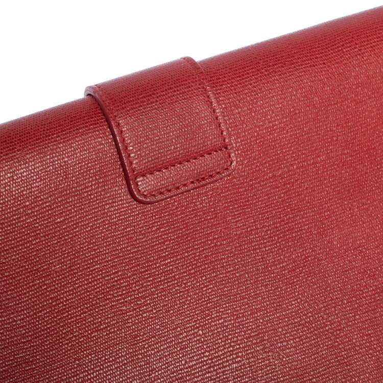 Pre Owned Saint Laurent Red Leather Y-Ligne Clutch