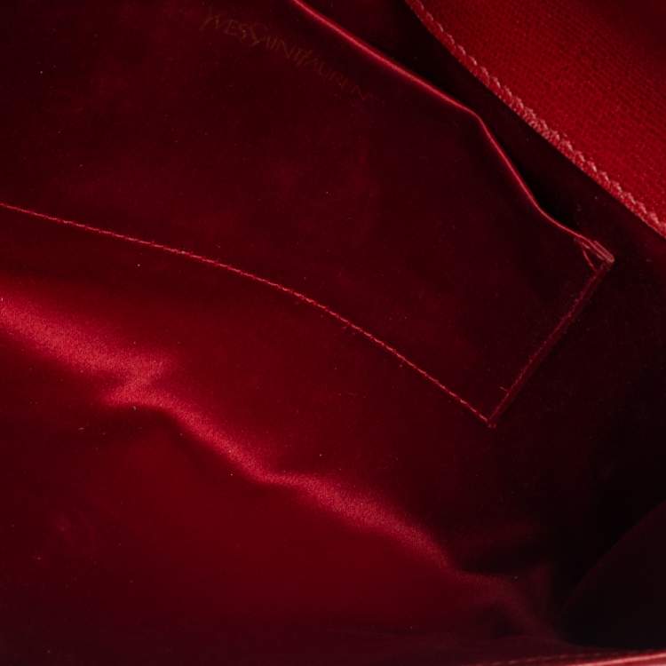 Pre Owned Saint Laurent Red Leather Y-Ligne Clutch
