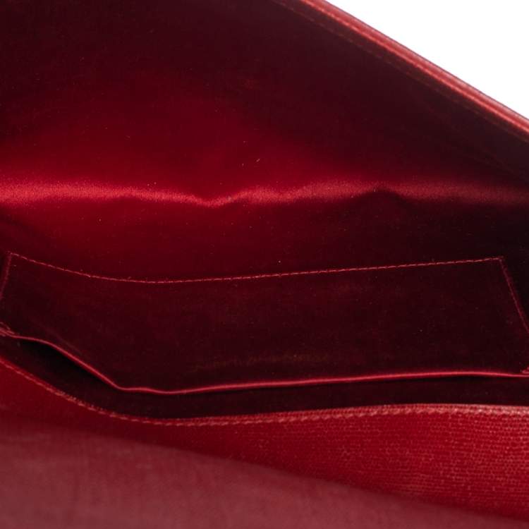Pre Owned Saint Laurent Red Leather Y-Ligne Clutch