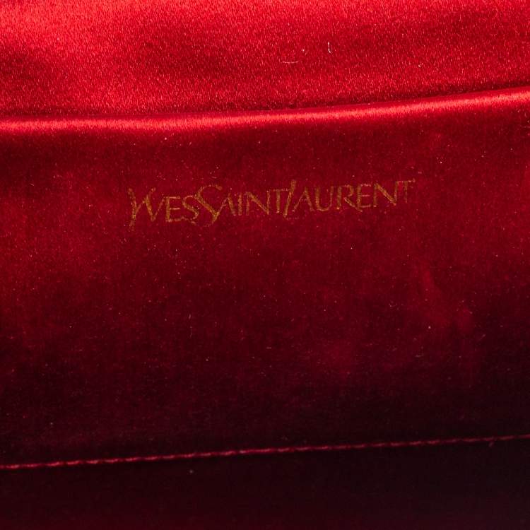 Pre Owned Saint Laurent Red Leather Y-Ligne Clutch