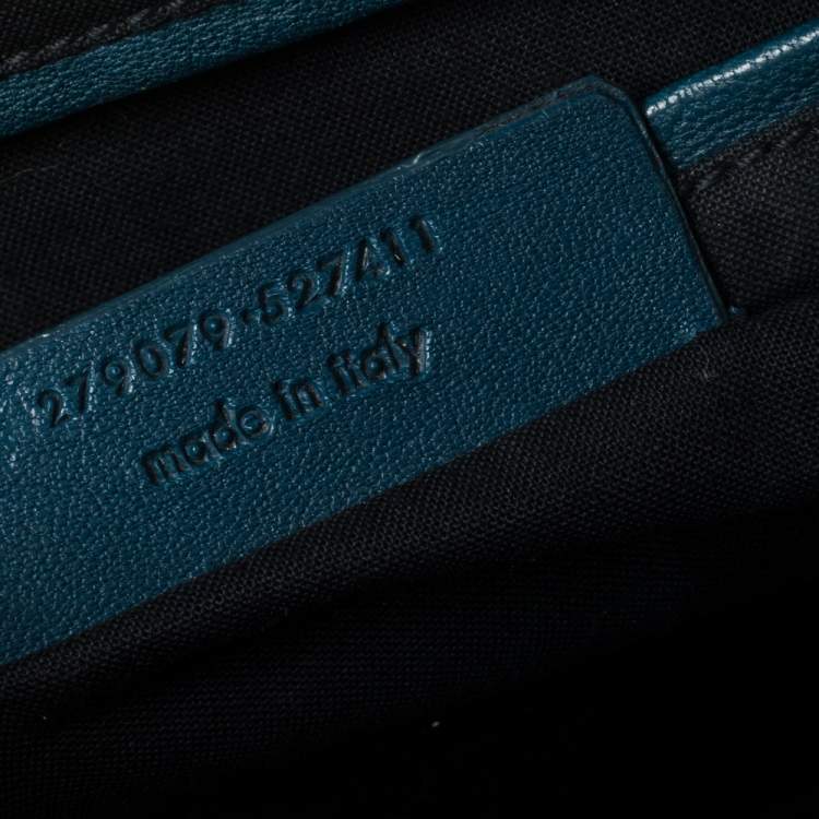Pre Owned Yves Saint Laurent Paris Teal Blue Leather Large Y Cabas Chyc Tote