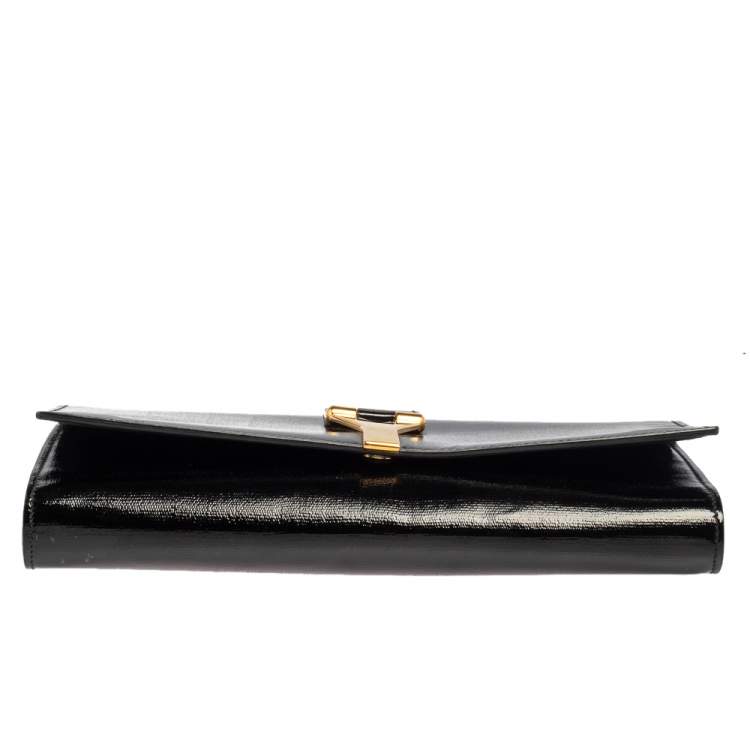 Pre Owned Yves Saint Laurent Black Patent Leather Y-Ligne Clutch
